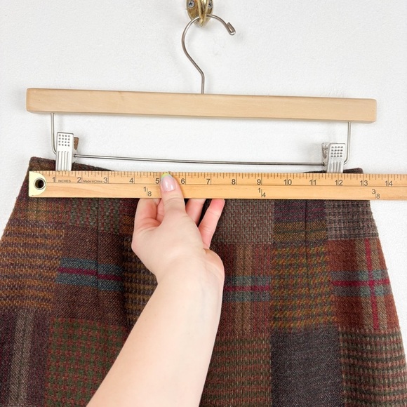 Vintage 90s Brandon Thomas Patchwork Tweed Wool Blend Mini Skirt Sz 26 - Picture 10 of 12